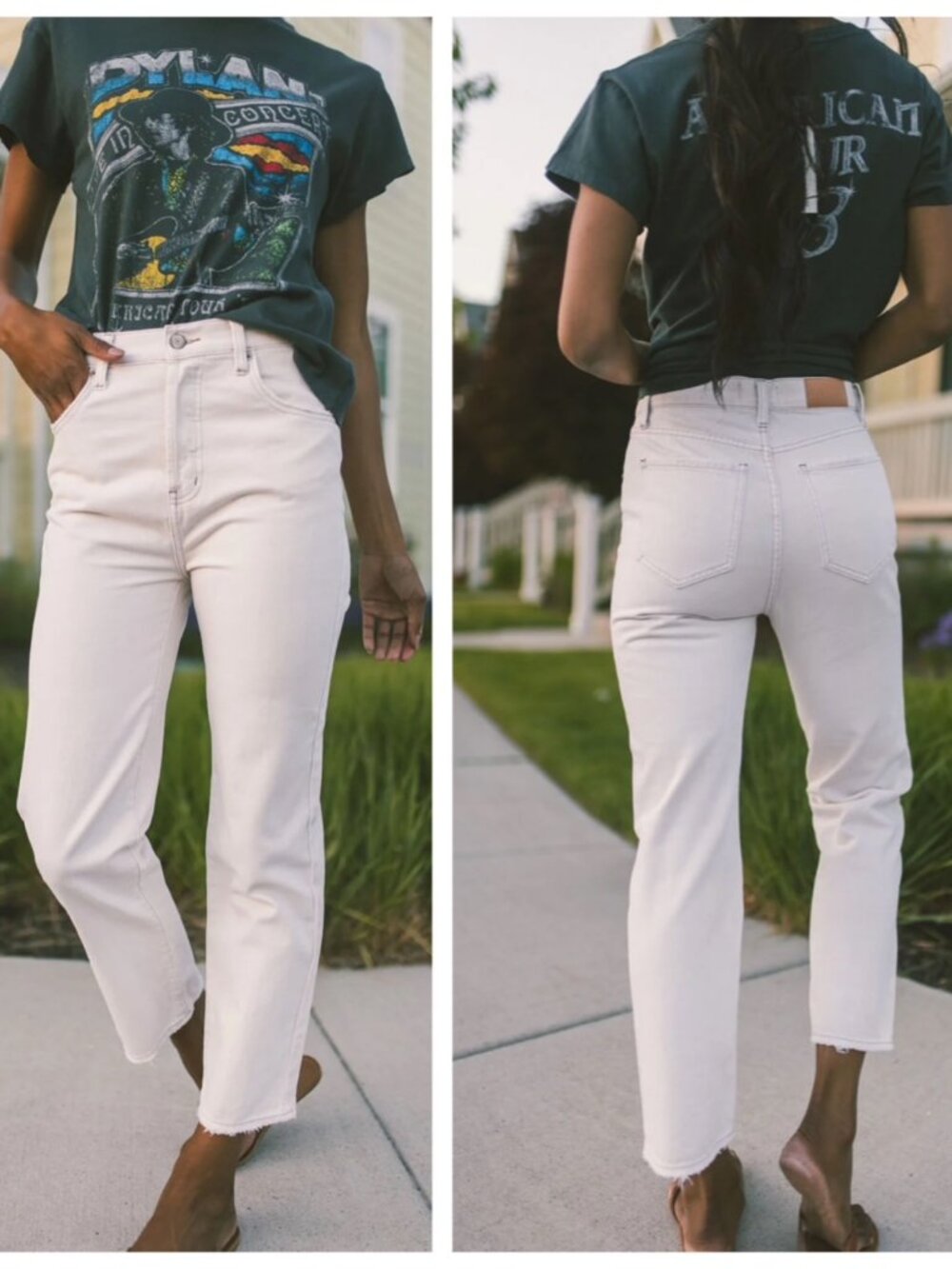 Pistola Cassie Super High Rise Straight Cropped Jeans Desert Sand Ivory Size 25